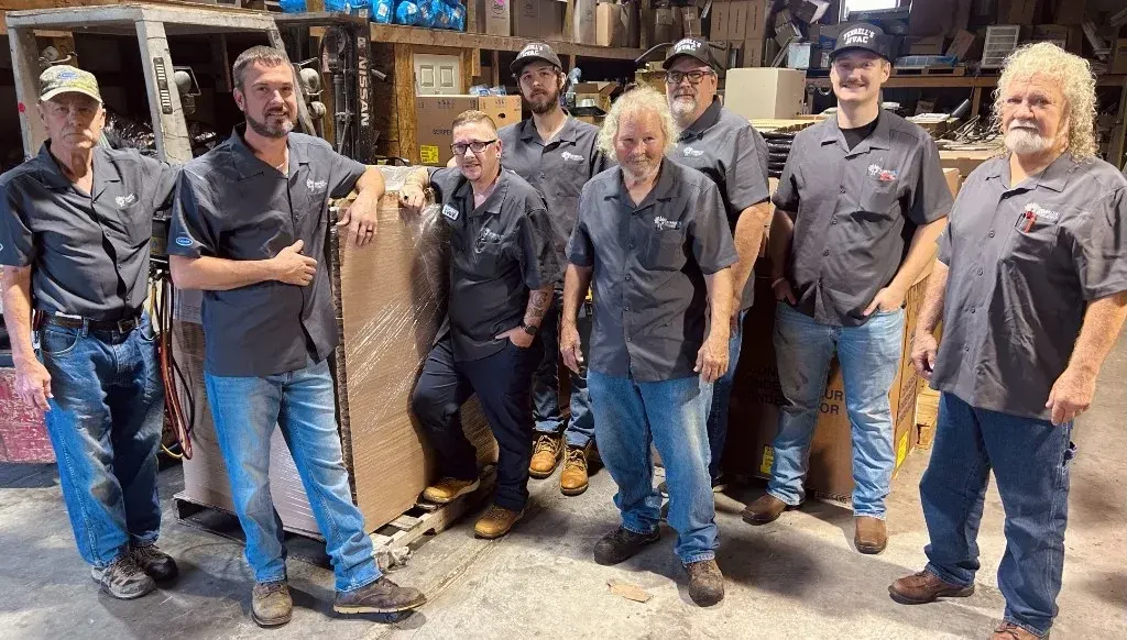 The Ferrell's Air Conditioning & Heating team in the shop